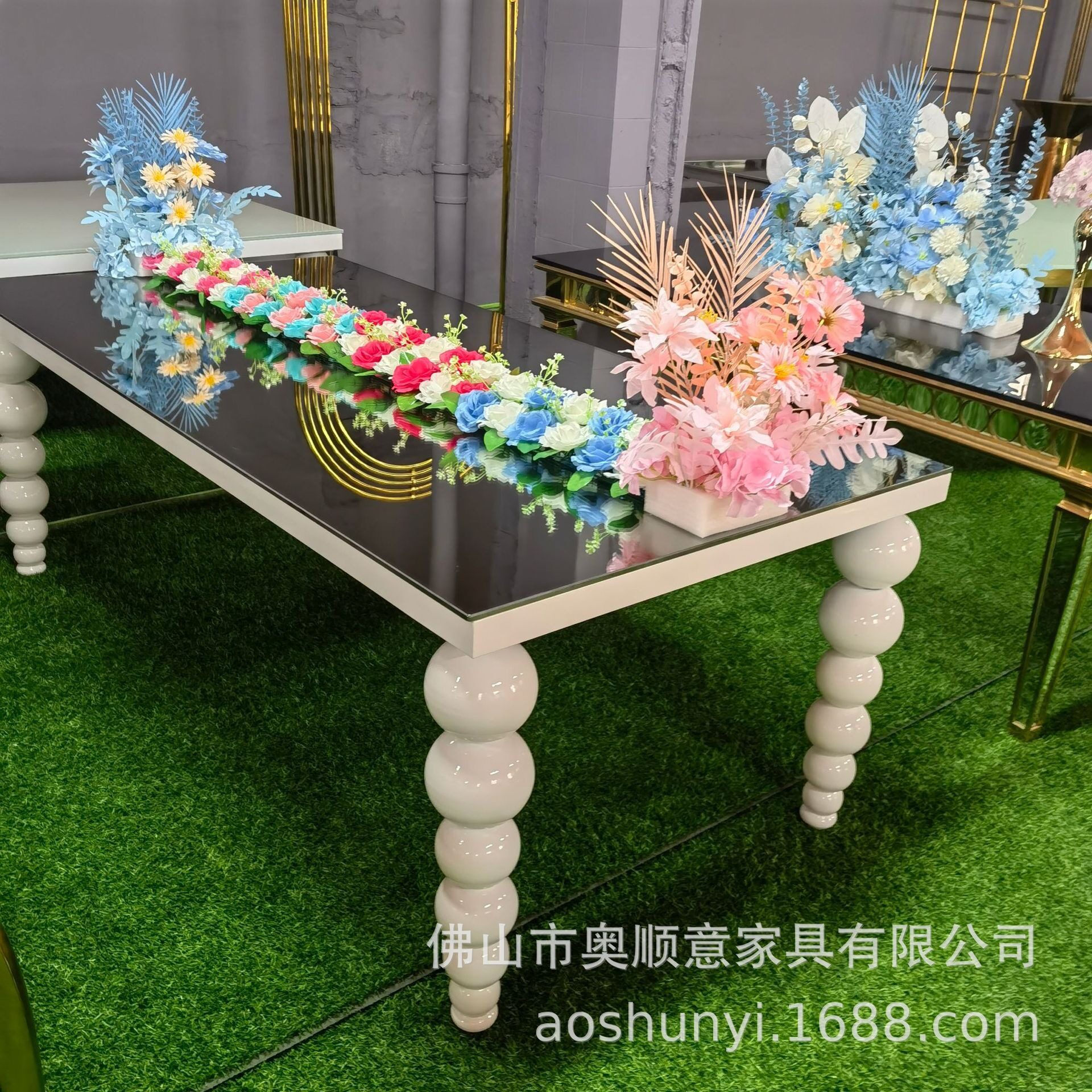 工厂批发不锈钢宴会餐桌 酒店婚礼桌子 白色欧式婚庆大圆桌半圆桌