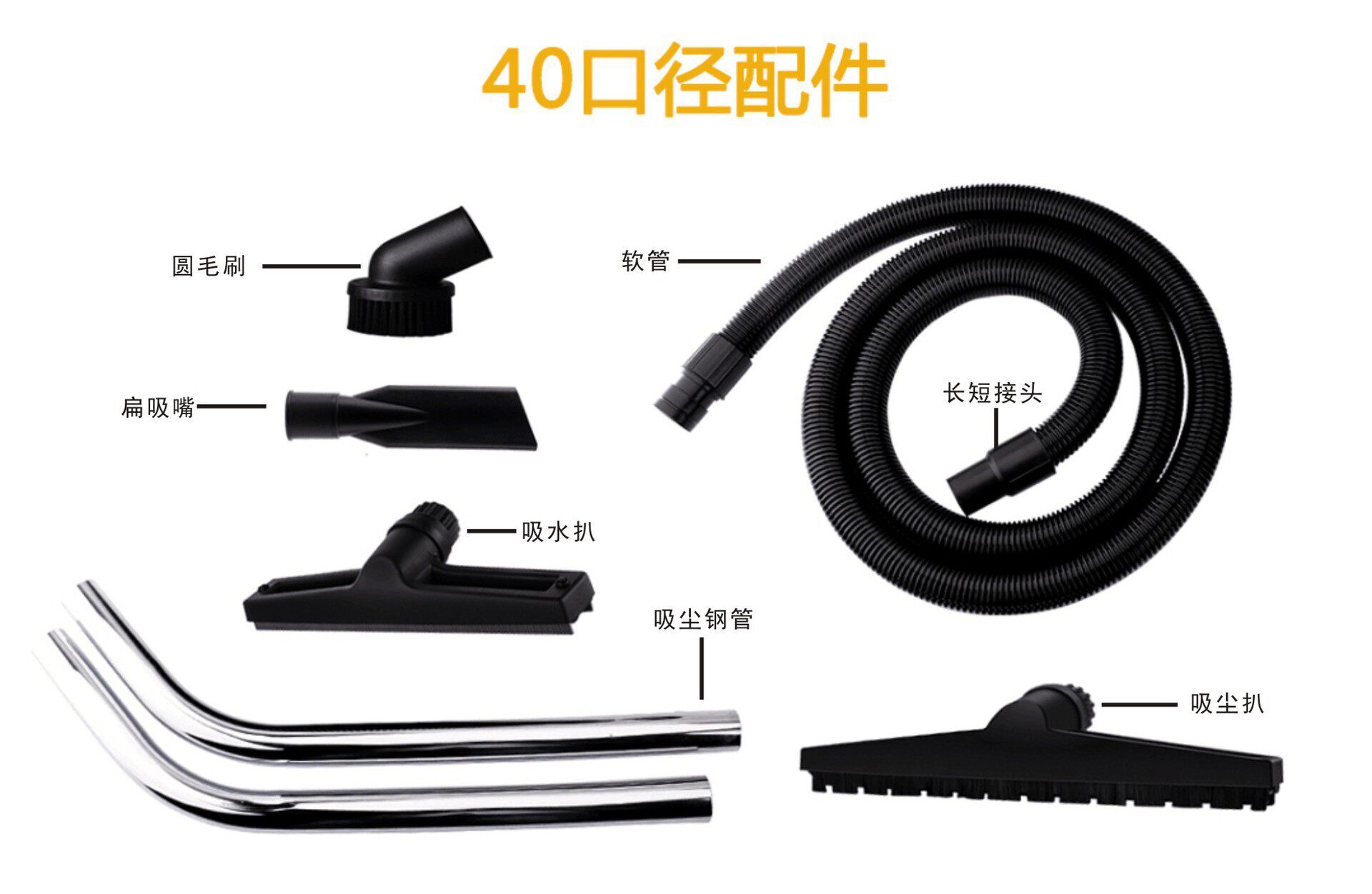 威德睿诺工业用吸尘器吸尘扒圆毛刷扁吸嘴40口径50口径60口径配件