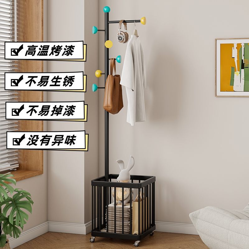 衣架落地衣帽架卧室带轮移动家用收纳晾衣架置物架挂衣架架子简易