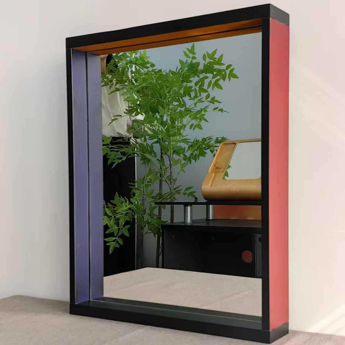 Chea Wea新款中古风彩色木制边框高清梳妆镜大尺寸桌面壁挂化妆镜