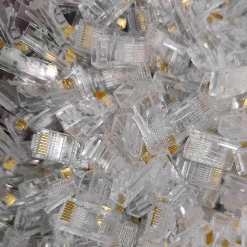 工厂五类RJ45水晶头八芯8P8C网线水晶头8芯网络六类转接头