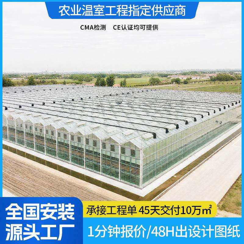 农业观光蔬菜花卉种植棚大棚骨架遮阳温室智能连栋玻璃温室大棚