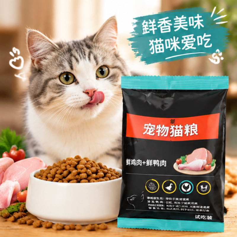 鲜鸡鸭肉通用全价膨化猫粮试吃装