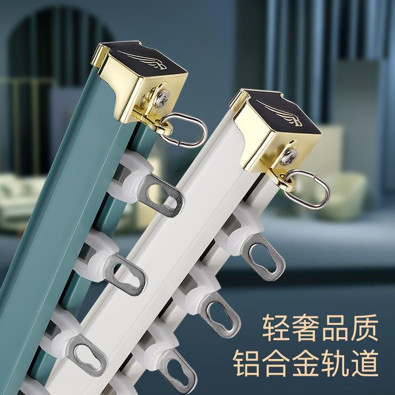 直销新款特厚静音导轨铝合金窗帘轨道直轨滑道顶装罗马杆窗帘杆单