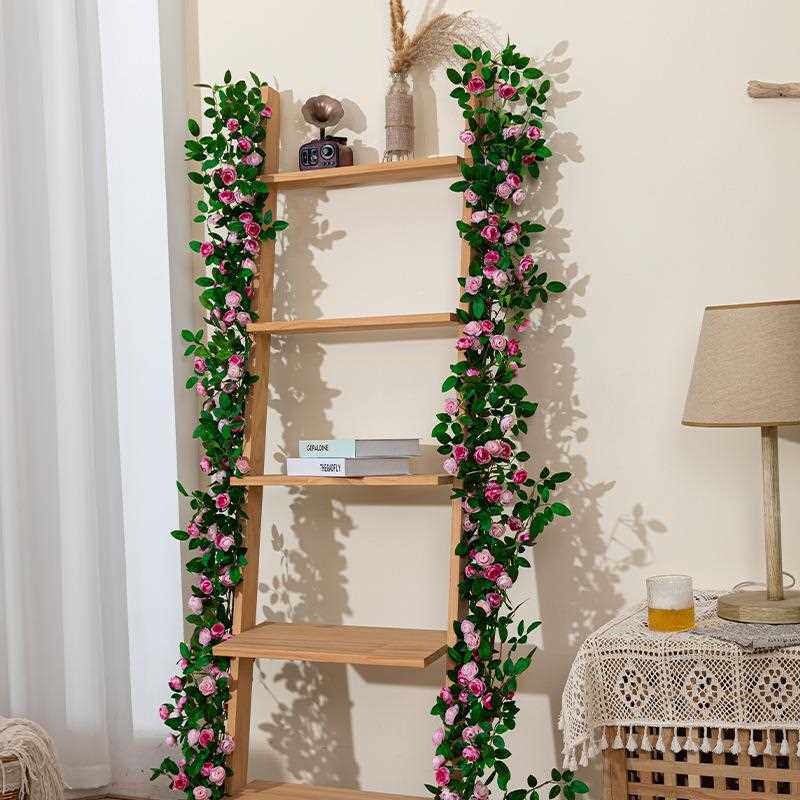 直销新款玫瑰仿真花藤条藤蔓空调管道装饰缠绕遮挡美化吊篮拱门瀑
