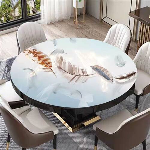 圆桌桌布防水防油pvc软玻璃简约现代不透明可折S叠圆形餐桌布盖布