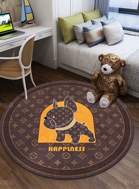 灰色耐脏圆形地毯办公电脑椅子地垫电竞转椅书房儿童学习书桌凳下