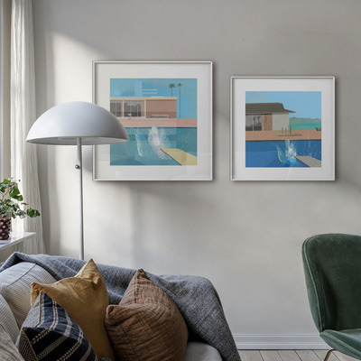 水花@大卫霍f克尼现代简约波普艺术客厅背景墙卧室餐厅装饰画 挂