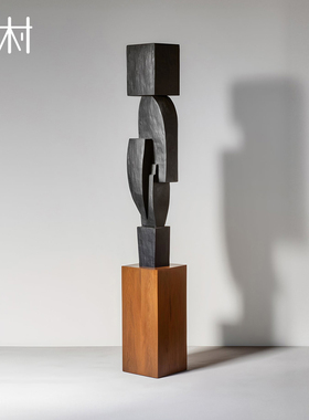 侘寂风抽象木雕落地摆件民宿酒店样板间玄关装饰实木艺术雕塑设备