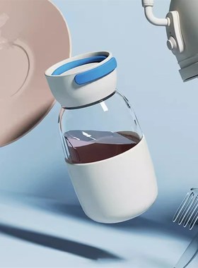 水杯紫色夏季便携简约日系手提咖啡杯小巧外带迷你玻璃杯耐高温女