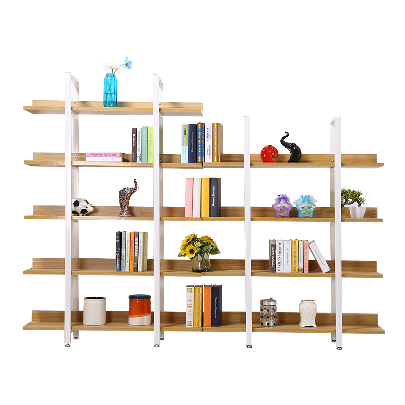 简约钢木书架简易铁艺货架墙上多层置物架客厅架子展示架书柜