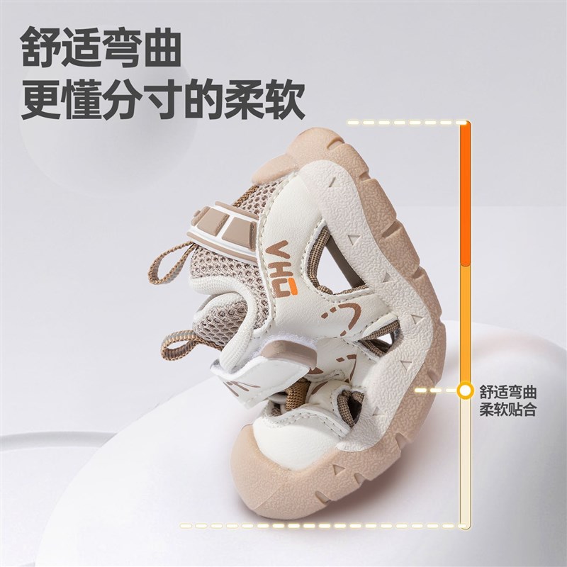 基洛浦一阶段男童软底网面凉鞋6-12个月女宝宝学步鞋子镂空沙滩鞋