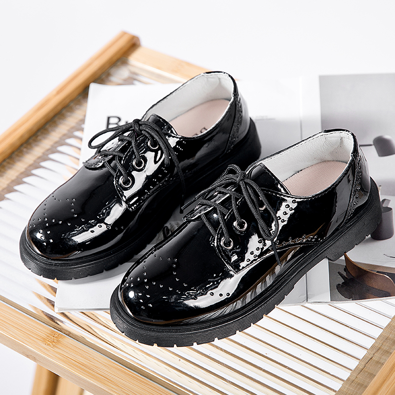 儿童表演出鞋白色学生单鞋礼仪花童鞋英伦风春秋女黑色男童小皮鞋