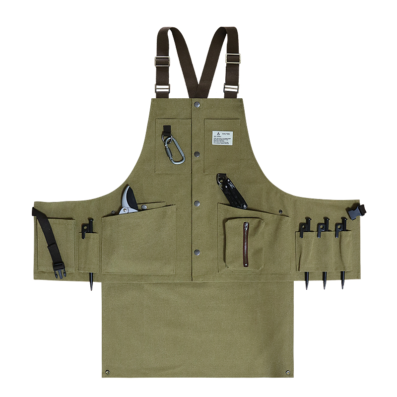 户外野炊工作围裙定制logo咖啡师男士耐磨可拆分多口袋牛仔欧美风