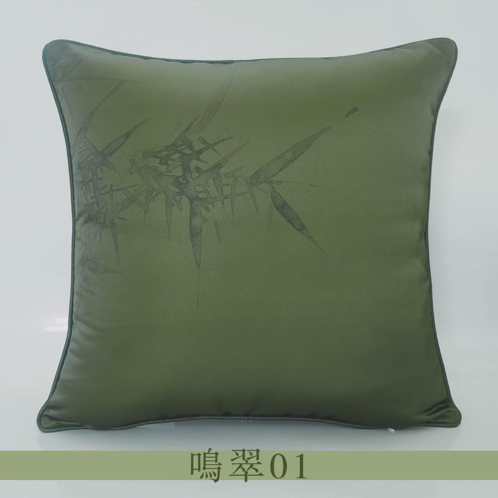 A10L新中式古典竹子茶室抱枕套靠垫套办公室沙发靠枕腰靠单面印花