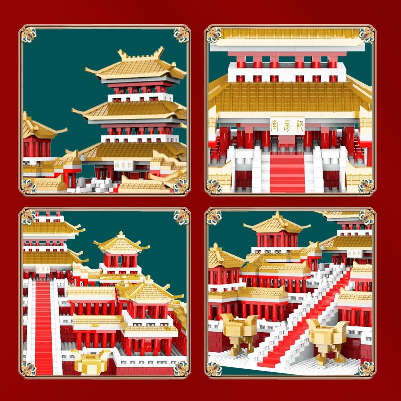 8803阿房宫积木中国风高难度拼装微颗粒建筑立体模型拼插益智玩具
