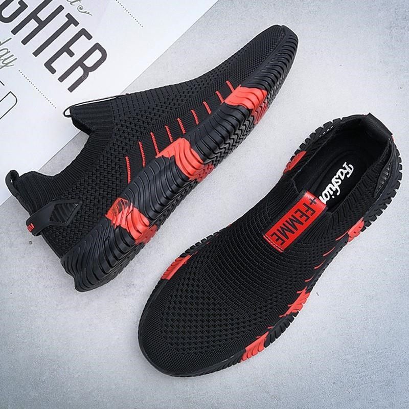 飞织男鞋秋季透气运动鞋男款一脚蹬防臭软底健身轻便休闲网鞋