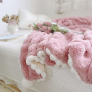 特别︱豆沙蜜糖︱毛毯冬季加厚盖毯高级感兔兔绒小毯子沙发床上用