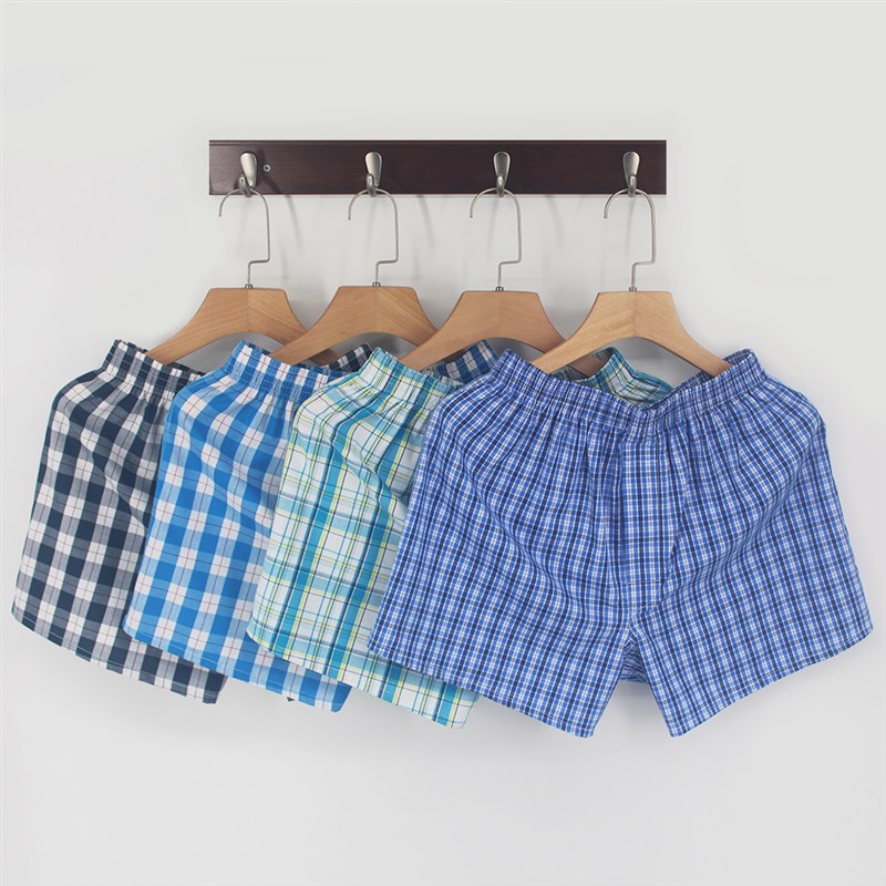 4条装男士阿罗裤纯棉平角宽松内裤潮男大码透气四角裤衩家居睡裤