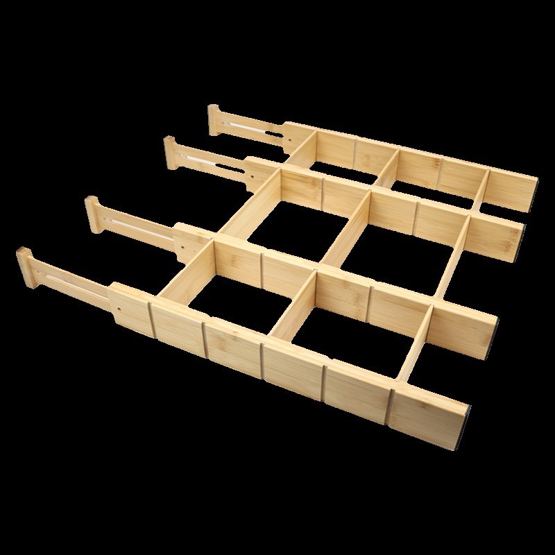 竹木开槽抽屉伸缩隔板套装家用厨房厨具收纳伸缩条橱柜衣柜分隔板