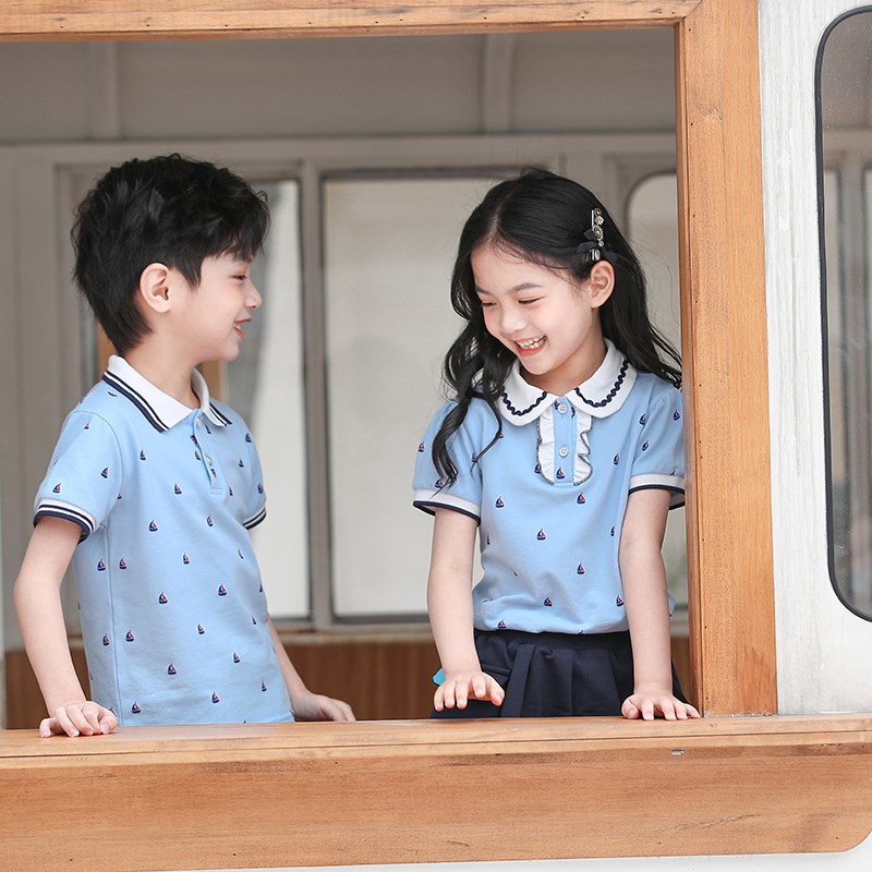 幼儿园园服夏装英伦毕业照服装学院风儿童校服夏季纯棉小学生班服