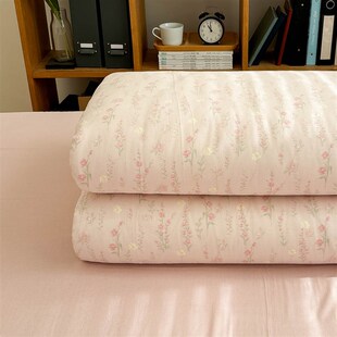 A类母婴级碎花双层纱汐颜单人v被套纯棉被罩宿舍学生150200亲肤