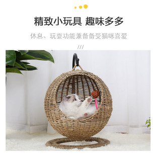 半封闭式 猫窝圆形夏季 开口带垫子可拆洗宠物猫咪猫床房子吊篮吊床