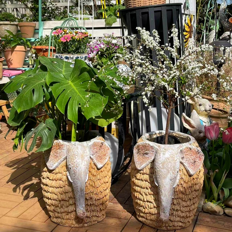 大象花盆庭院摆件花园装饰户外动物雕塑落地摆件别墅布景门厅布置