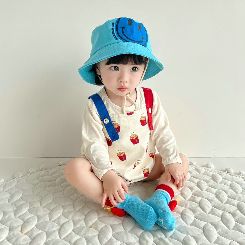 韩版春装秋装男女宝三角哈衣薯条T恤背带裤两件套新生婴儿连体衣