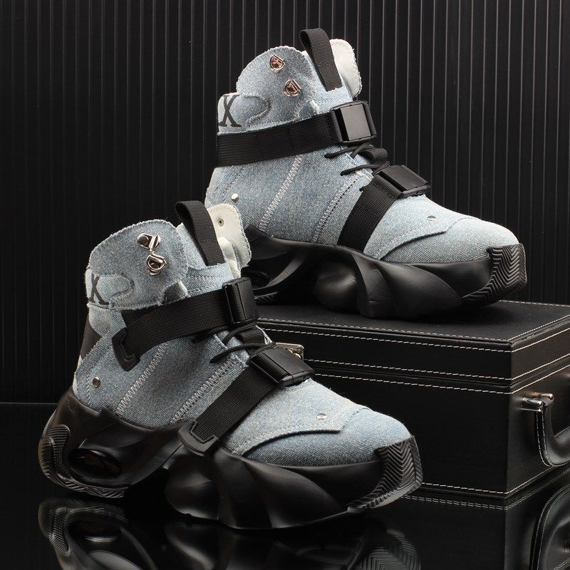 厚底4546大码马丁靴男款2024新款透气增高短靴高帮男士气垫老爹鞋