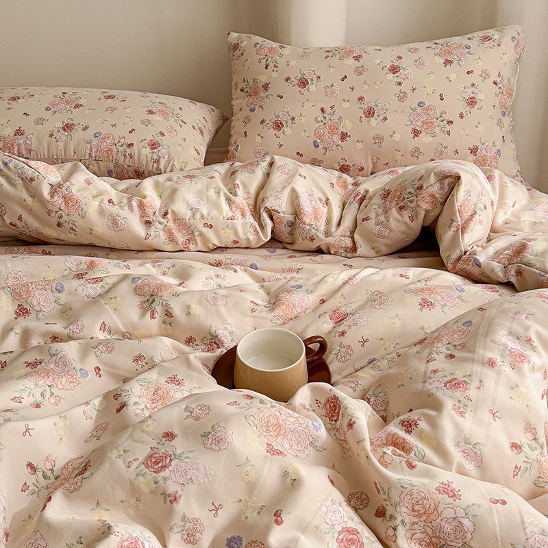 A类母婴级全棉双层纱床上四件套纯棉磨毛宿舍三件套2024被套被罩4