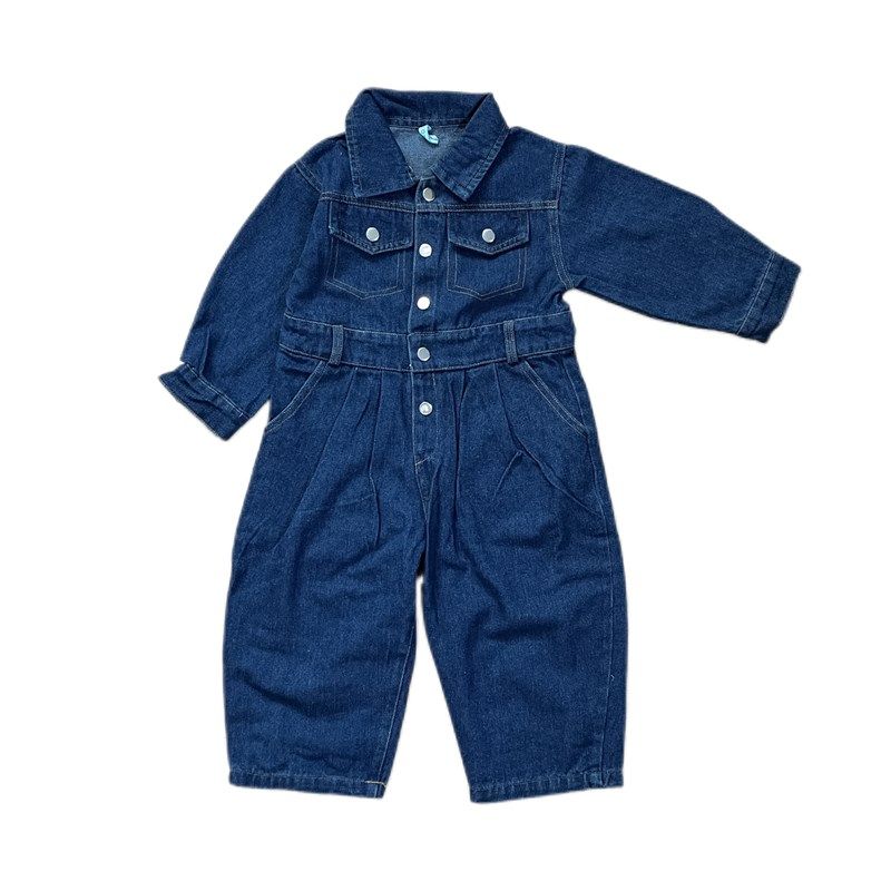 秋季男女宝宝宽松洋气牛仔连体衣婴儿长袖韩版婴童外出哈衣爬服潮