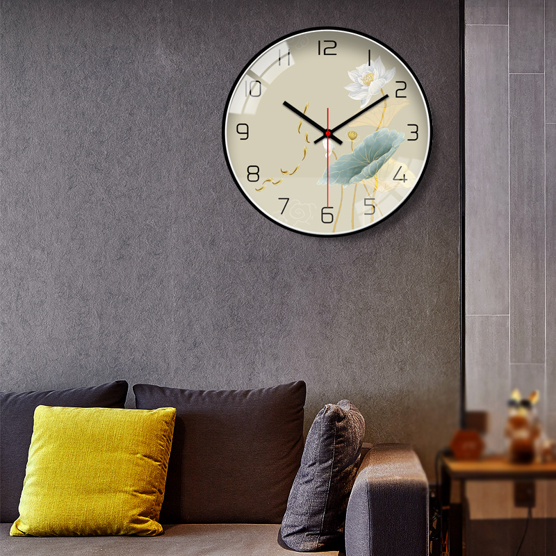 和气生财挂钟客厅钟表挂墙家用时钟现代简约大气挂表时尚石英钟荷