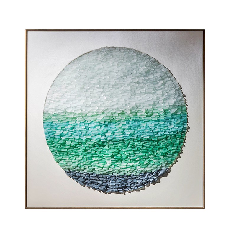 客厅装饰画简约现代抽象手工拼贴海玻璃实物画立体挂画玄关画图片