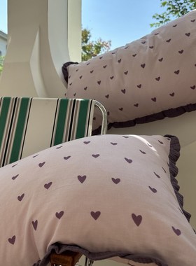 A类母婴级紫色少女心皱皱纱花边双层纱爱心四件套1.5m1.8米三