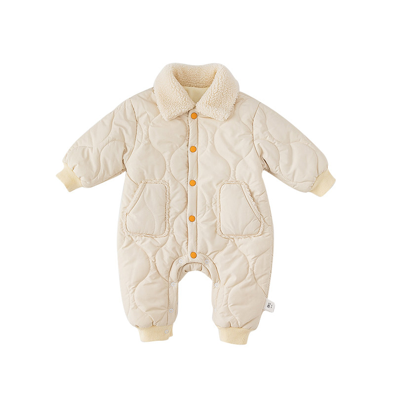 婴儿冬装连体衣加厚新生儿哈衣一岁宝宝冬季外出爬服棉服保暖抱衣