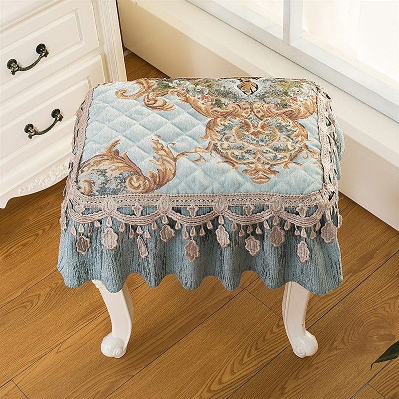 欧式化妆凳钢琴凳坐垫布艺套罩方凳换鞋凳座套定制防滑垫高档奢华