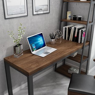 实木转角书桌书架组合一体台式 电脑办公桌简约家用拐角学习桌书柜
