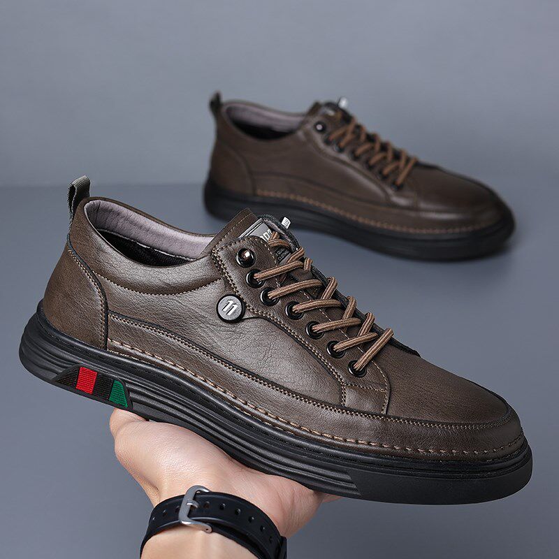 休闲皮鞋男款低帮平底板鞋男士春季透气学生百搭潮流鞋子男鞋