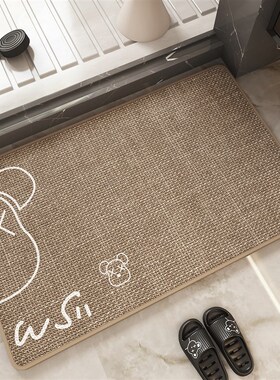 亚麻卫生间地垫浴室高级吸水脚垫防滑厕所门口P垫子洗手池地毯门