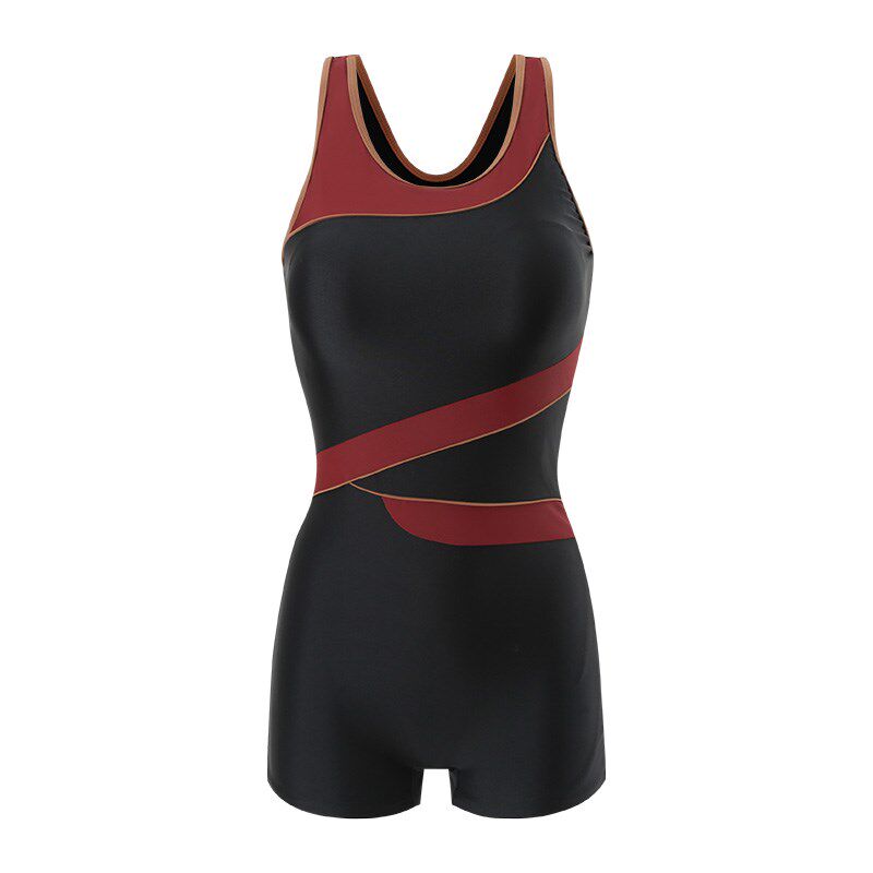 2025新款游泳衣女款连体保守无袖竞速运动大码微胖高级感泳衣