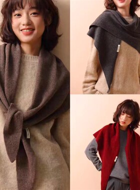 2025秋冬季新款韩版百搭围巾女保暖围脖披肩两Q用气质优雅三角巾