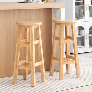 高凳子实木圆凳家用木凳子餐凳简约成人商用高脚凳原木凳吧台椅子