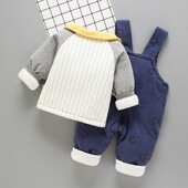 棉服外出加厚背带裤 02岁宝宝冬装 棉袄两件套 婴儿棉衣套装 冬季