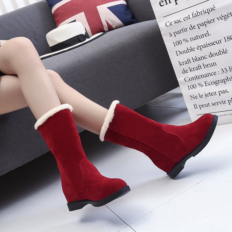 2025秋冬加绒保暖马丁靴女英伦风厚底增高红色婚鞋短靴短靴子两穿,女鞋,时尚雪地靴,淘宝优惠券,粉丝福利购,淘宝优惠卷