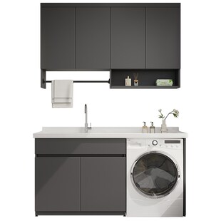 蜂窝铝洗衣机一体柜现代简约阳台滚筒式 洗衣机伴侣带搓衣板阳台柜