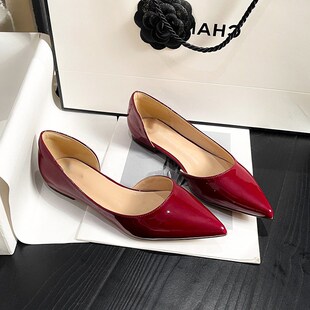 小码女鞋31 32 33平底鞋法式内侧空气质软底尖头大码40-43单鞋女