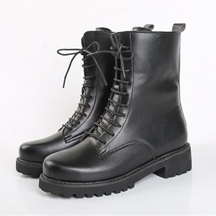 新款皮靴舞蹈鞋集训演出靴马丁靴男女学生迷彩胶鞋集训鞋解放鞋