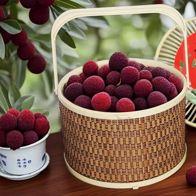 杨梅竹篮子竹编荔枝礼品盒外包装框高档手提采摘收纳土鸡蛋大闸蟹