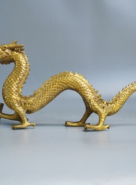 龙摆件 铜龙摆件纯铜青龙工艺品生肖龙金龙摆件客厅装饰品